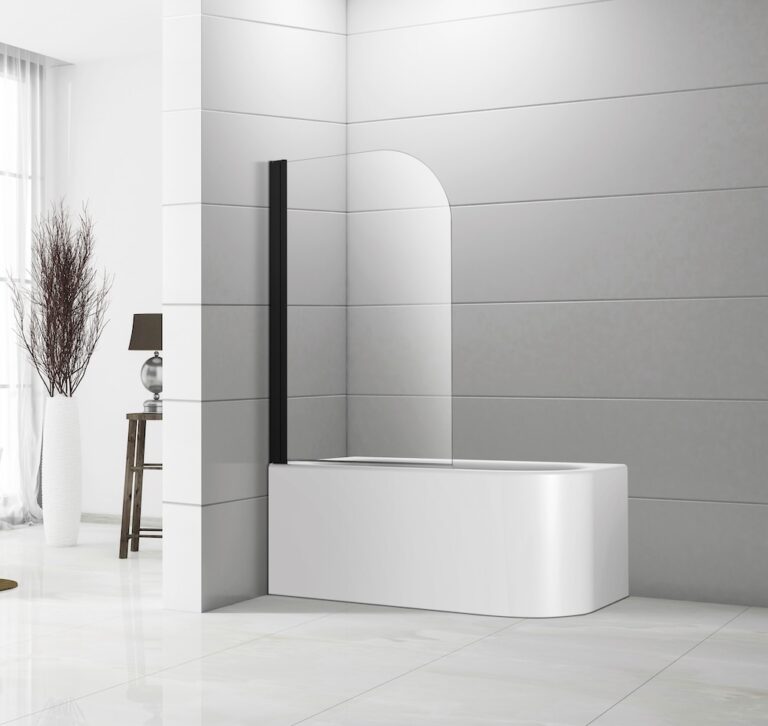 Black frame bathtub shower screen