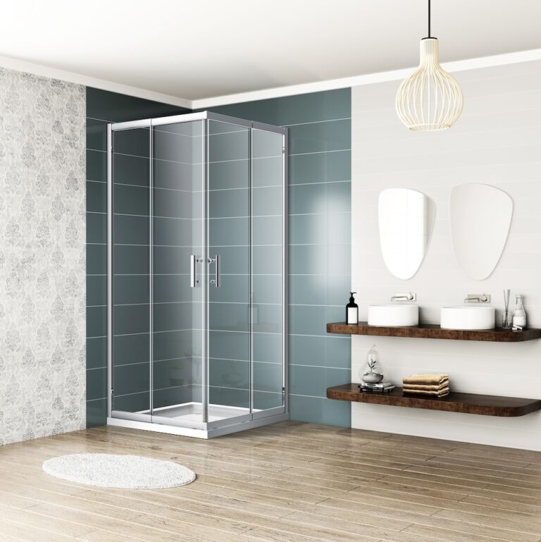 Tempered glass shower enclosure